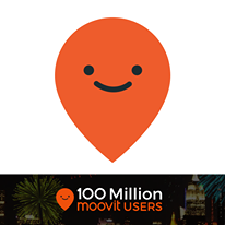 Imagen del  logotipo naranja de Moovit que ya se ha hecho famoso en todo el planeta