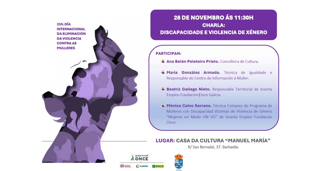 Cartel informativo de la charla 'Discapacidad y violencia de género'