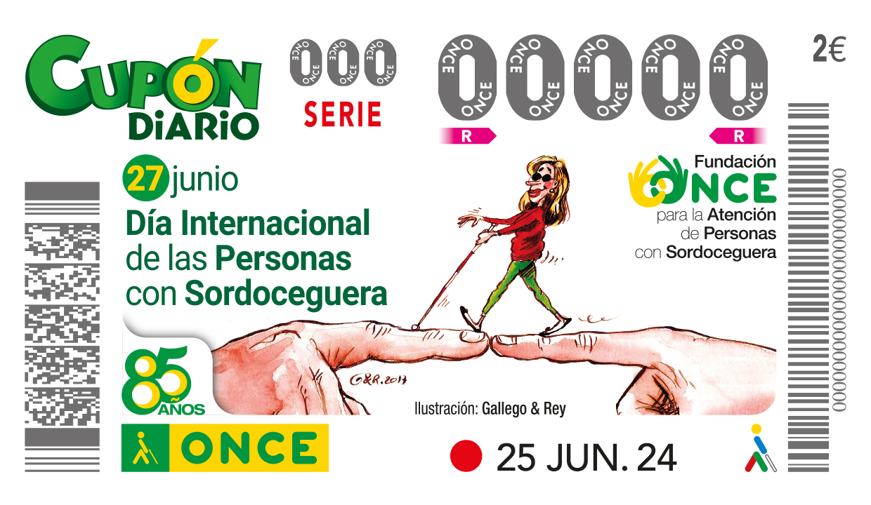 Cupón de la ONCE dedicado al Día Internacional de las Personas con Sordoceguera