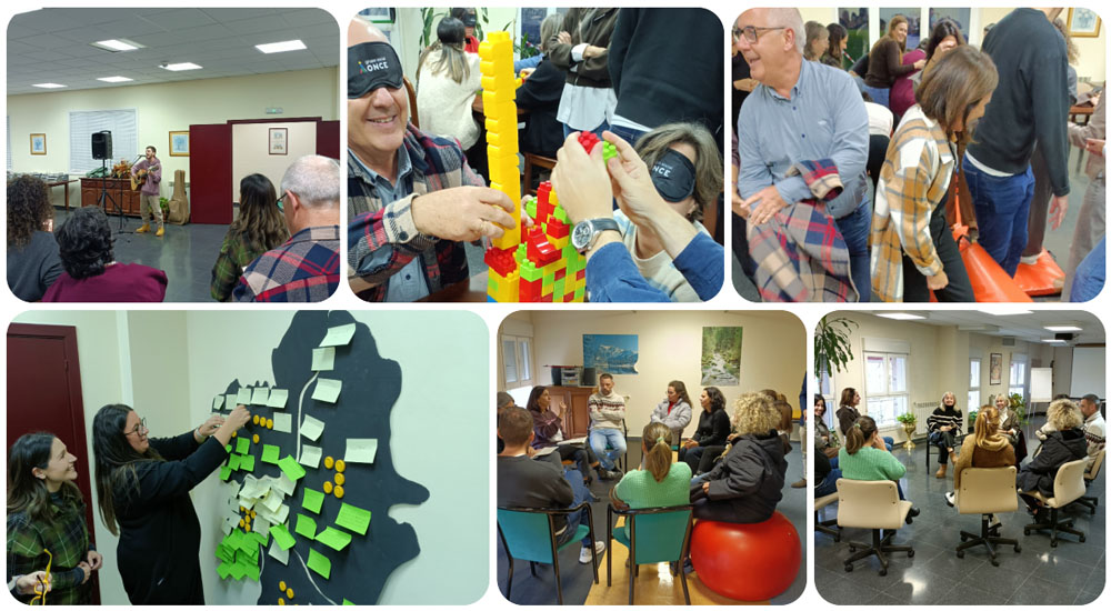 Collage con las actividades realizadas durante el encuentro intergeneracional