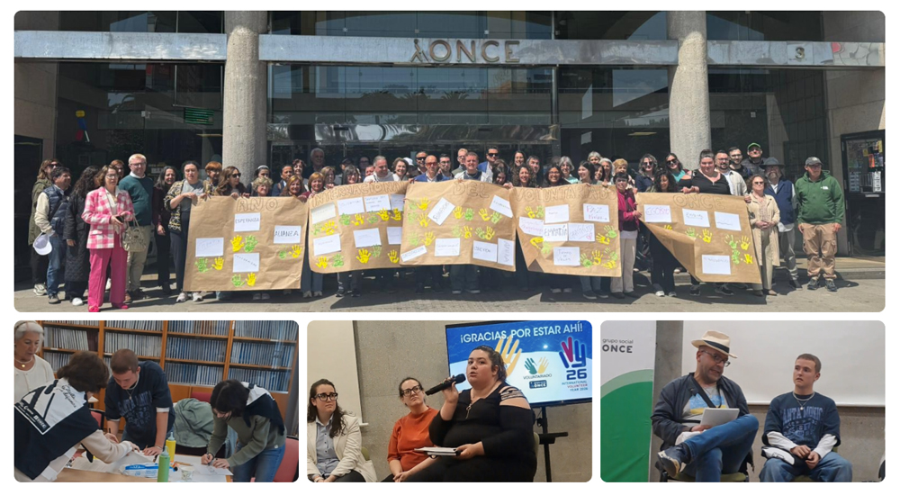 Momentos de la jornada de voluntariado celebrada en ONCE Galicia