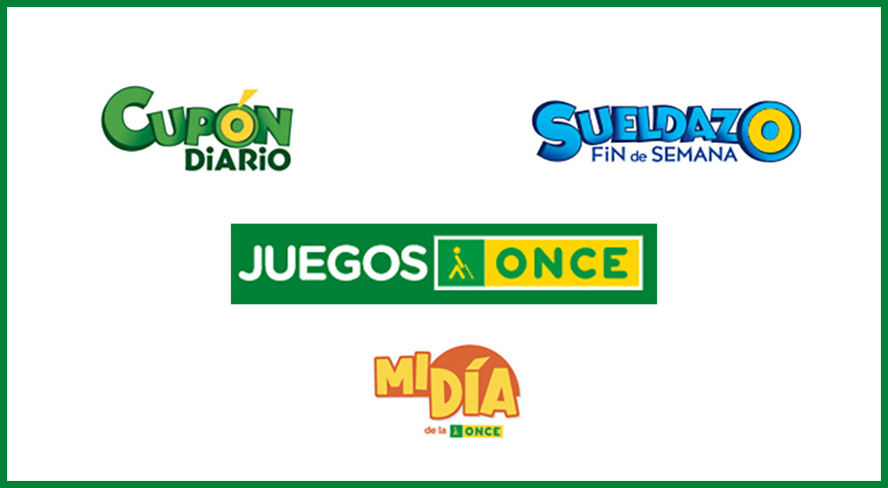 logos de los productos de lotería de juego ONCE premiados en Galicia durante mayo de 2026
