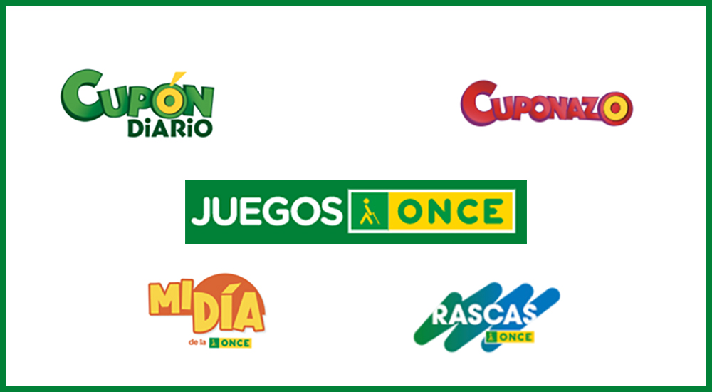 cartel con los logos de los productos de lotería premiados en junio en Galicia