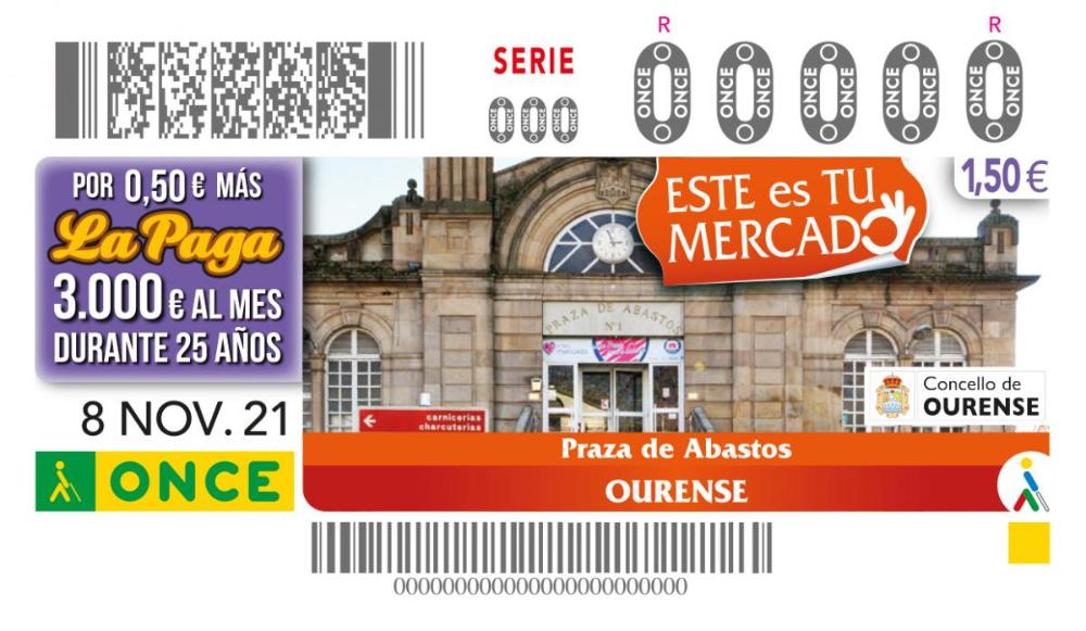 Cupón del 8 de noviembre dedicado al Mercado de Abastos de Ourense