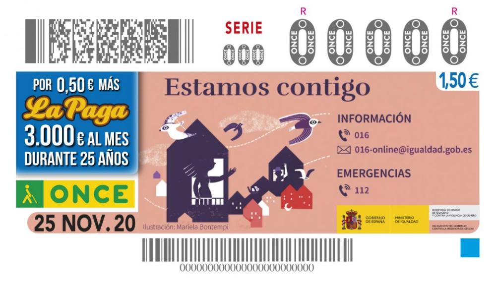 Imagen del Cupón del 25 de noviembre dedicado  a combatir la Violencia de Género