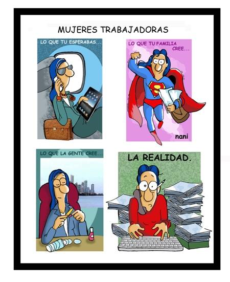 Cartel alusivo a los tópicos sobre las mujeres y el trabajo de la mujer fuera del hogar