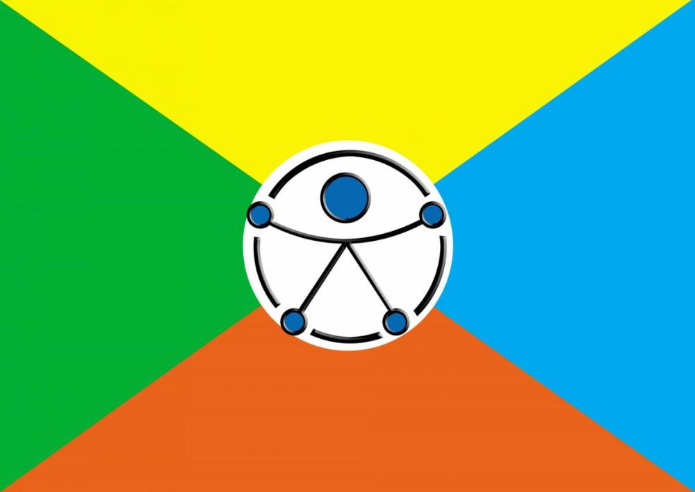 Imaxe da bandeira do traballo gañador na categoría A, titulado "Catro en ún"