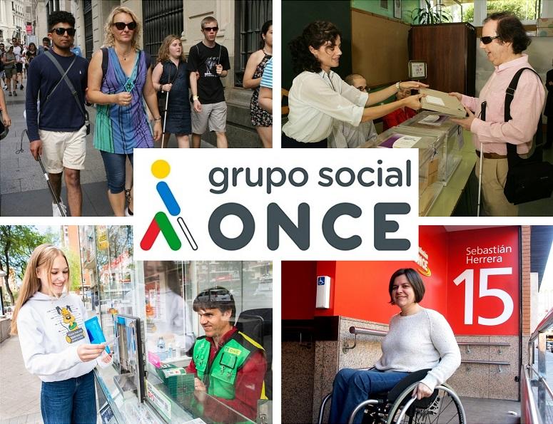 Collage con imágenes de empleo en el Grupo Social ONCE
