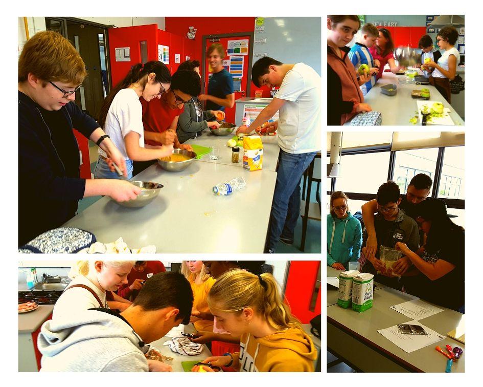 Cuatro imágenes de nuestros chicos y chicas en el taller de cocina