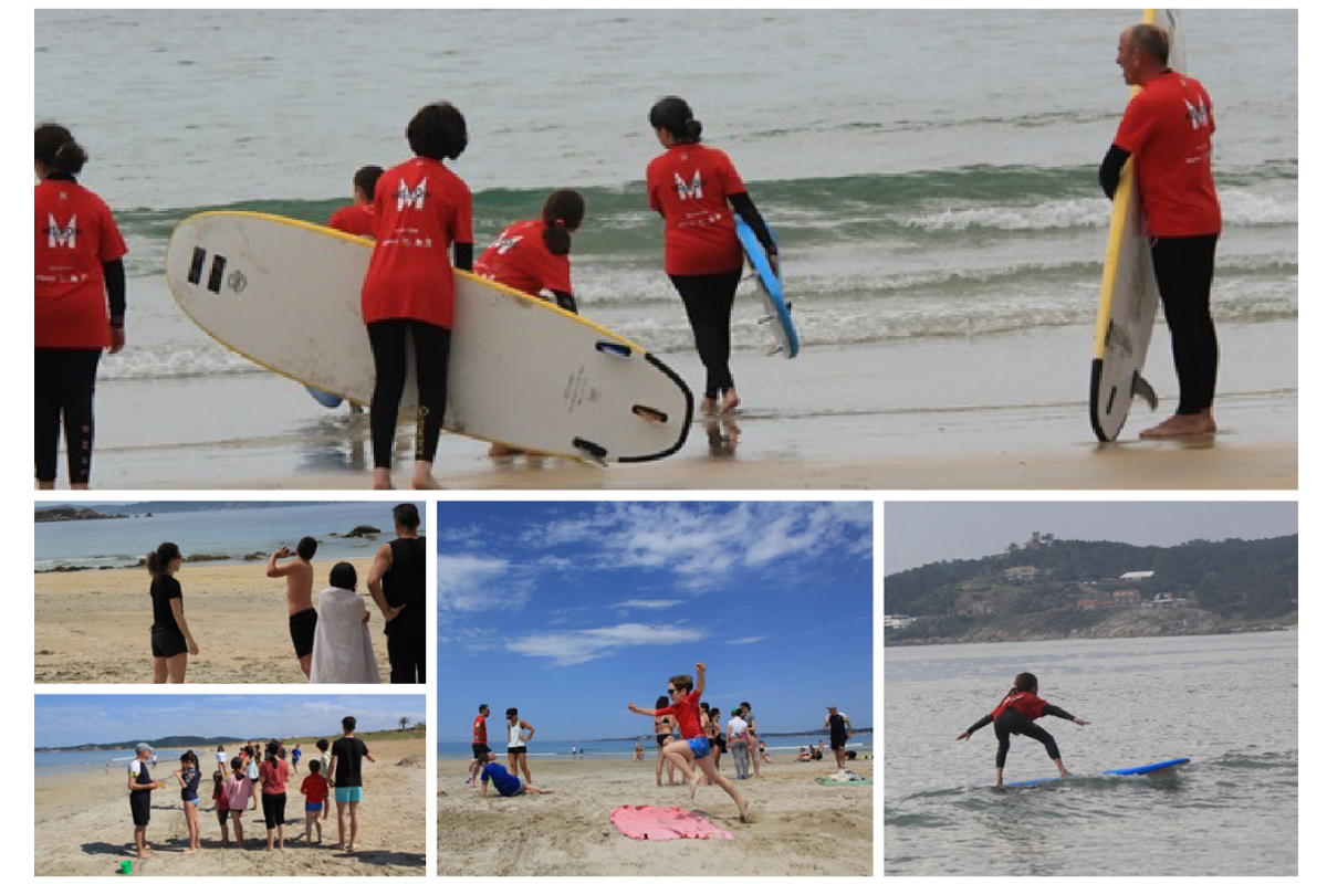 Collage con momentos de la fiesta del deporte en familia