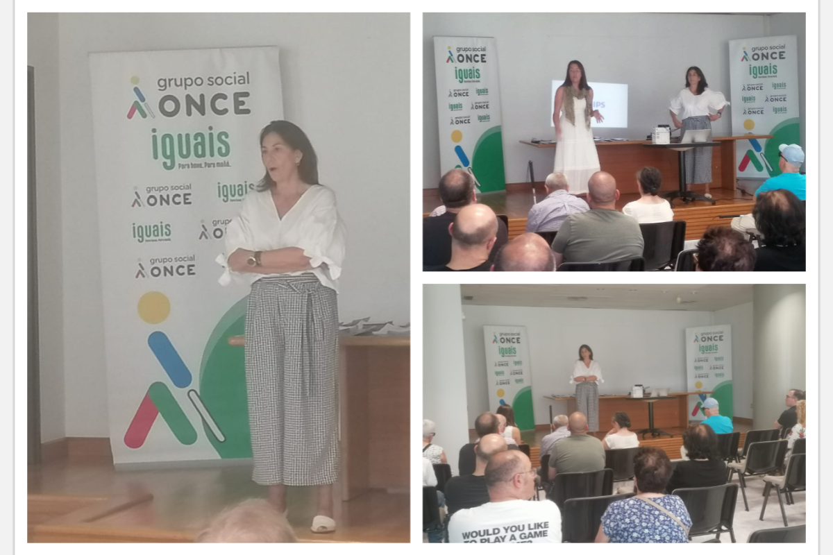 Momentos de la charla en ONCE Ferrol