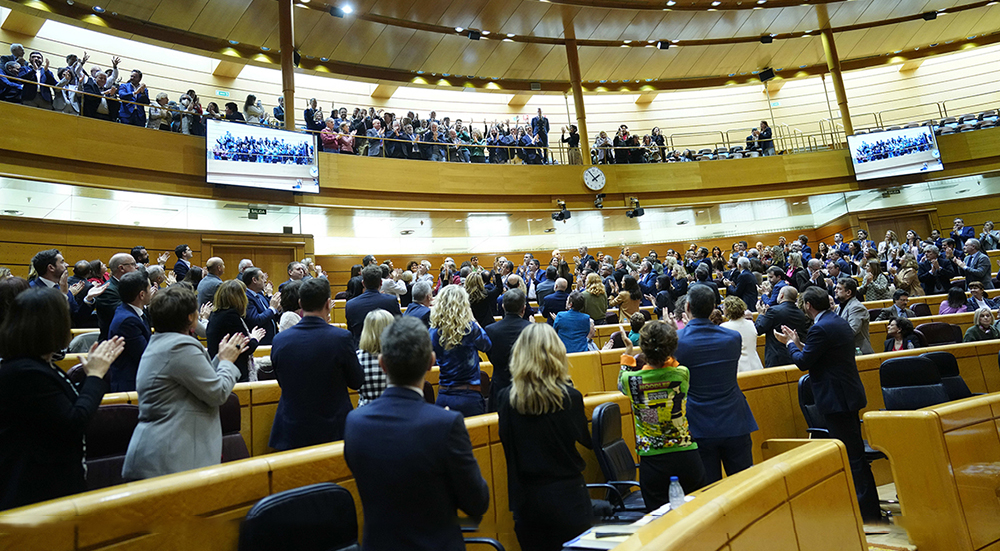 Aplausos tras la aprobación de la reforma del Art. 49 Constitución