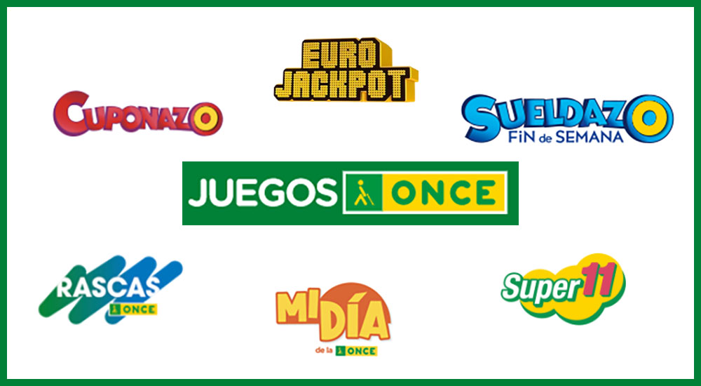 logotipos de los productos de lotería ONCE premiados en Galicia durante el mes de enero