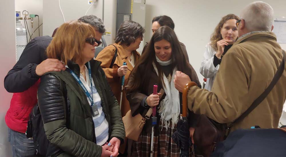 Momento de la visita a la Fundación Biomédica