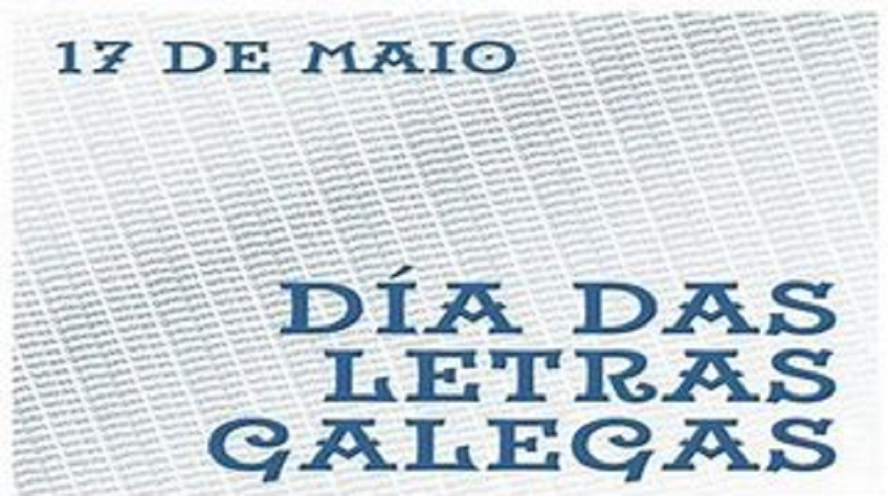 Cartlel con el mensaje: 17 de mayo, Día de las Letras Gallegas