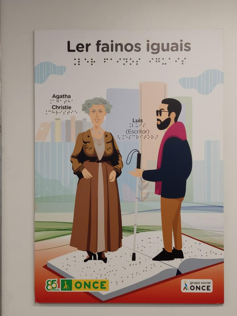 Cartel feria del libro con el mensaje 'ler fainos iguais'