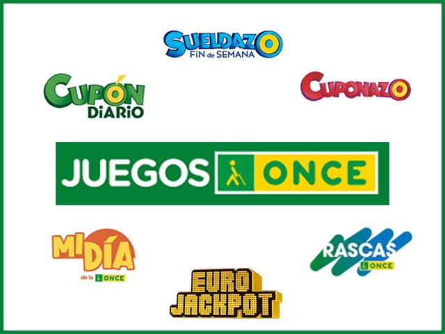 Cartel con los logos de los productos ONCE premiados en Galicia durante el mes de septiembre